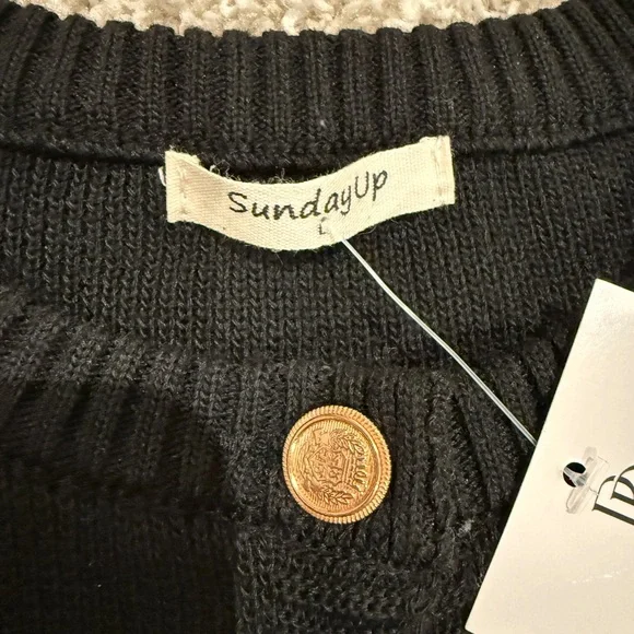 Nevaeha Black Knit Mini Dress with Buttons - Picture 5 of 9